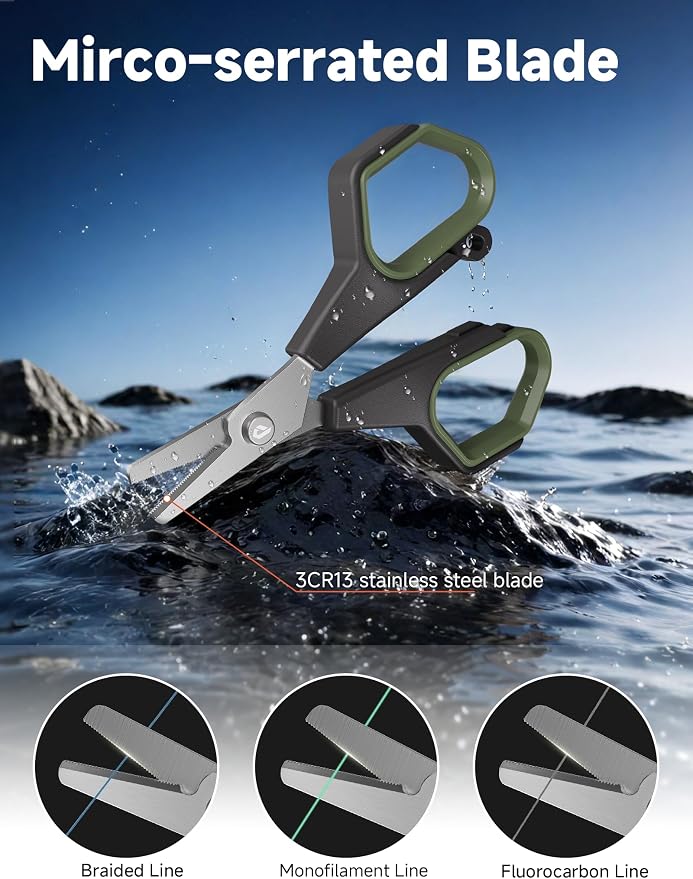 3.9" Fishing Scissors,Stainless Steel Fishing Line Cutter for Fishing Braided Line,Non-Slip Grip Small Fishing Scissors for Saltwater