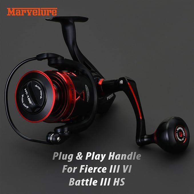 Titan Series Foldable Power Handle Compatible for Penn Fierce III IV, Battle III HS Spinning Reel (Not for Fierce Live Liner)
