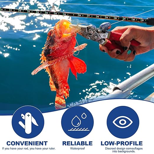 Affrolling 2 Pcs 36 Inch Fish Measuring Tape Stickers Waterproof Transparent Vinyl Fish Measuring Decal Adhesive Boat Ruler Clear Boat Accessories (Black)
