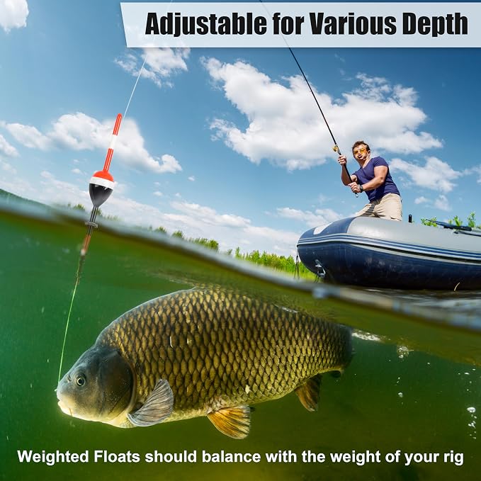 SILANON Wood Slip Bobbers Fishing Floats and Bobbers Spring Oval Stick Slip Floats for Crappie Catfish Trout Panfish Walleyes Fishing 5/10pcs