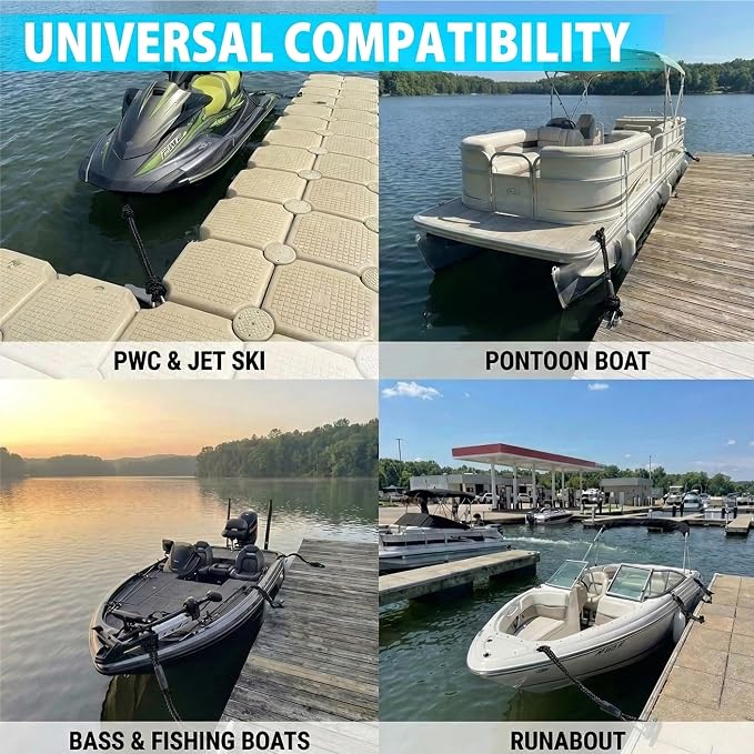 Obcursco Bungee Dock Lines for Boat, Docking Rope with 316 Stainless Steel Clips, Accessories for Jet Ski, PWC, SeaDoo, Pontoon, Center Console, Sets of Two(4ft & 6ft) (Black)