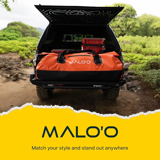 Malo’o Waterproof Dry Duffel, Heavy-Duty Roll Top Waterproof Gear Bag with Shoulder Strap & Molle Loops, Marine Duffel for Kayaking, Boating, Camping, Beach & Travel, Orange, 100L