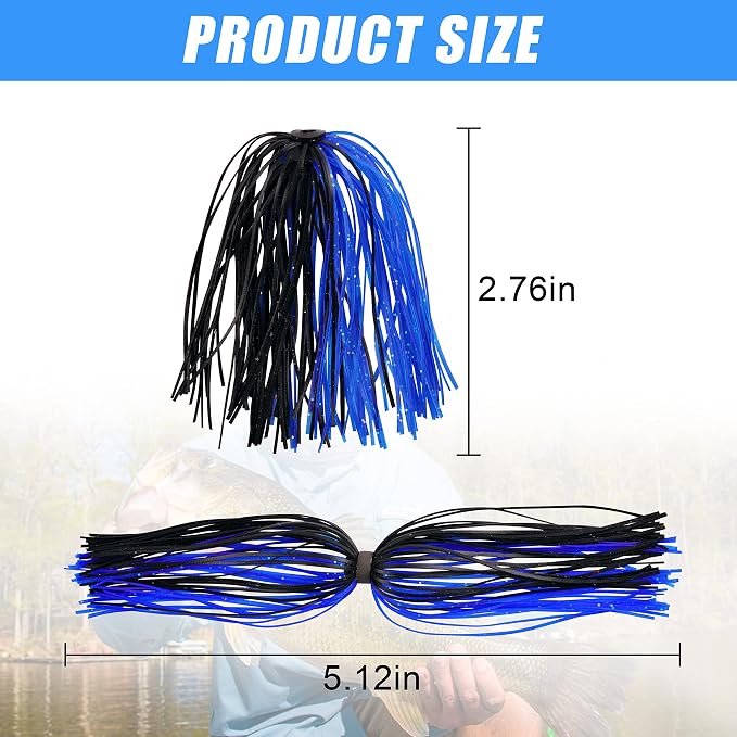 Silicone Jig Skirts Spinnerbait Skirts 50 Strands Bass Fishing Lure Skirts Replacement for DIY Spinner Baits Buzzbaits Squid Jig Accessories