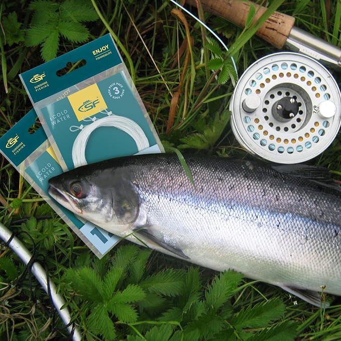 SF Pre-Tied Loop Fly Fishing Tapered Leader Nylon Clear Trout Freshwater Saltwater Bonefish Permit Bass Salmon Steelhead 7.5FT 9FT 10FT 12FT 15FT 0X 1X 2X 3X 4X 5X 6X 7X