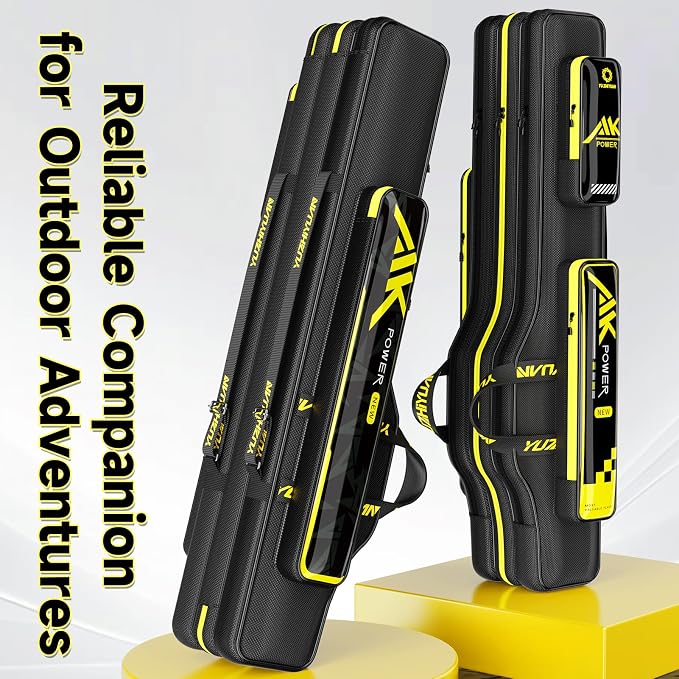 Fishing Rod Case & Bag Triple-Layer - 1680D Oxford, Wire-Reinforced Anti-Deforming, Foldable Portable, Quick-Access Compartments, Fishing Gift for Men Anglers