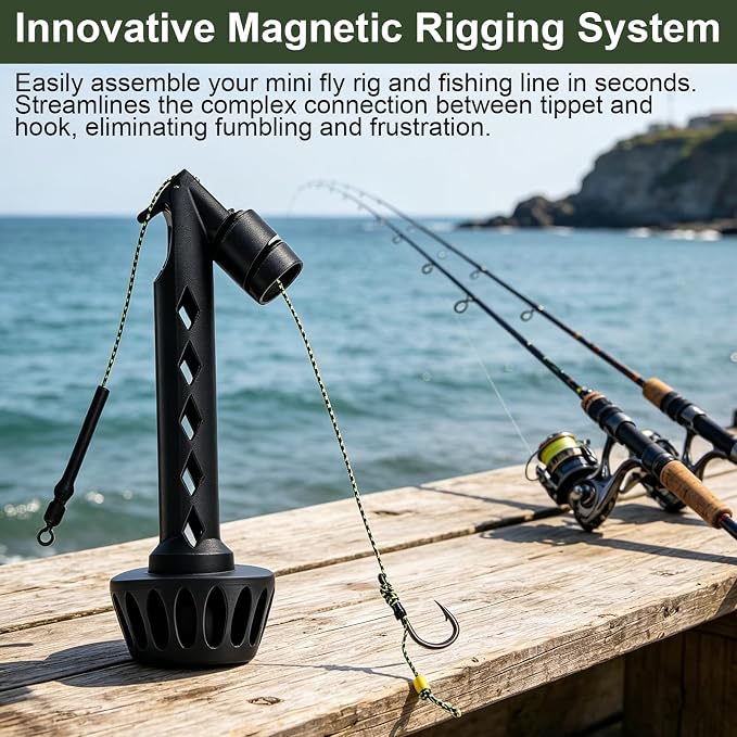 Fly Fishing Magnetic Fly Threader, Fly Fishing Knot Tying Assist Tool for Tippet, Quick Rig Fishing Accessory Works with Most Hooks & Styles