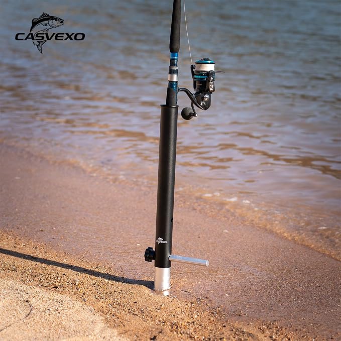 1/2 Pack Aluminum Sand Spikes for Surf Fishing, Beach Fishing Rod Holder, Telescopic and Portable, 2-Stage Adjustable, with Storage Bag