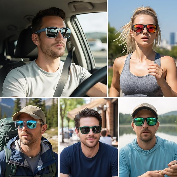 Sports Polarized Sunglasses for Men Women UV Protection Unbreakable Driving Running Fishing Hiking Sun Glasses