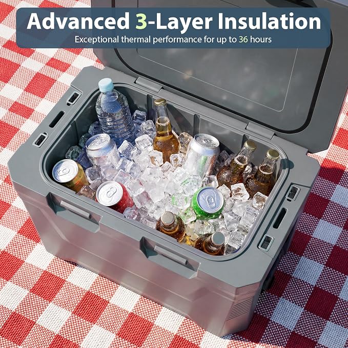 COSTWAY Insulated Portable Cooler, Hard Shell Ice Chest w/ 2 Cup Holders, Bottle Opener, Drain Plug, 3-Day Ice Retention, Outdoor Leak-Proof Dry Box for Beach, Camping, Fishing, Picnic
