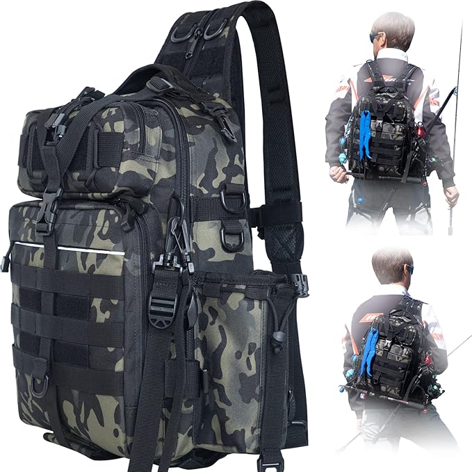 BLISSWILL Outdoor Tackle Bag - Large Water-Resistant Fishing Backpack