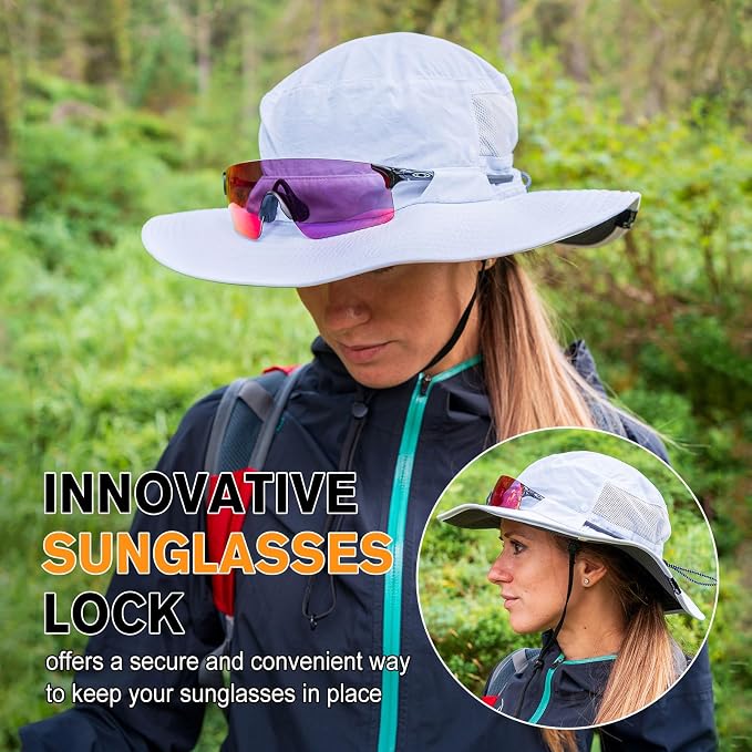 TOP-EX Men's Wide Brim Sun Hat UPF 50+ Waterproof, Packable Breathable Mesh Boonie Bucket Cap for Hiking Fishing Safari