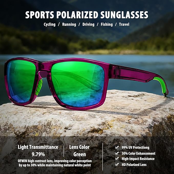 Sports Polarized Sunglasses for Men Women UV Protection Unbreakable Driving Running Fishing Hiking Sun Glasses