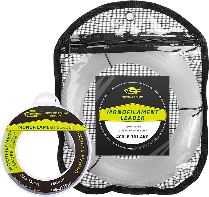 SF Monofilament Leader Line Mono Material Clear Monofilament Fishing Line 100M/500M for Saltwater 30LB to 400LB