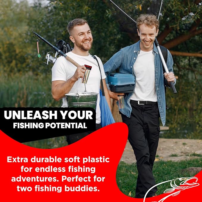 DeLong Lures 6" KILR Worm – Made in USA Weedless Pre-Rigged Soft Plastic Swimbaits, Extra Durable Bass Fishing Lures for Pike and More, 5-Pack Variety