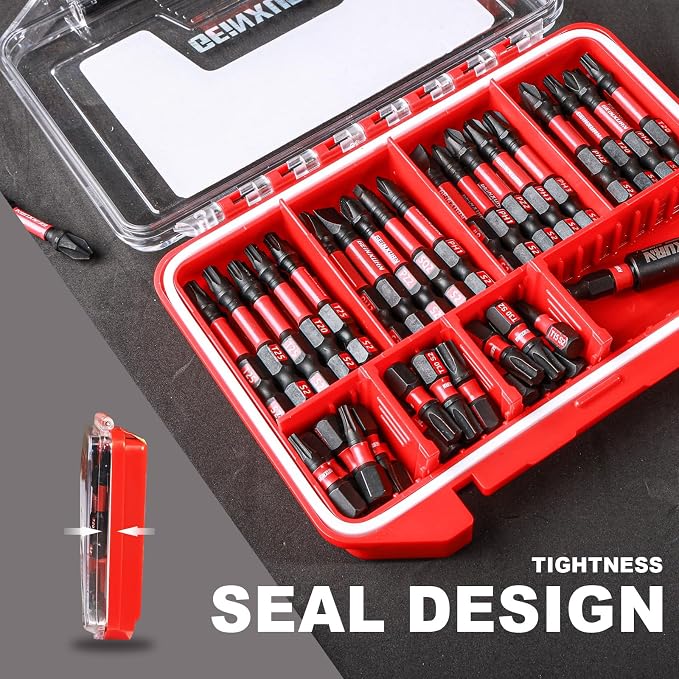 Geinxurn IPX4 Waterproof Small Storage Parts Organizer, Small Parts Case with Removable Dividers, Screwdriver Bit Set Box(2 Boxes)