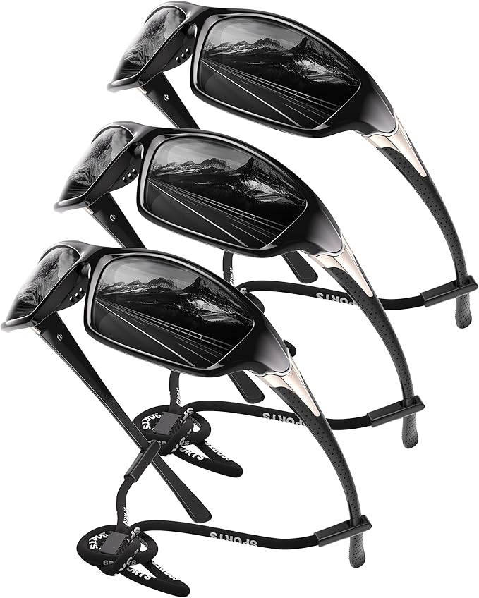 Polarized Sports Sunglasses for Men - Wrap Around Mens Sunglasses UV Protection for Fishing Cycling Driving