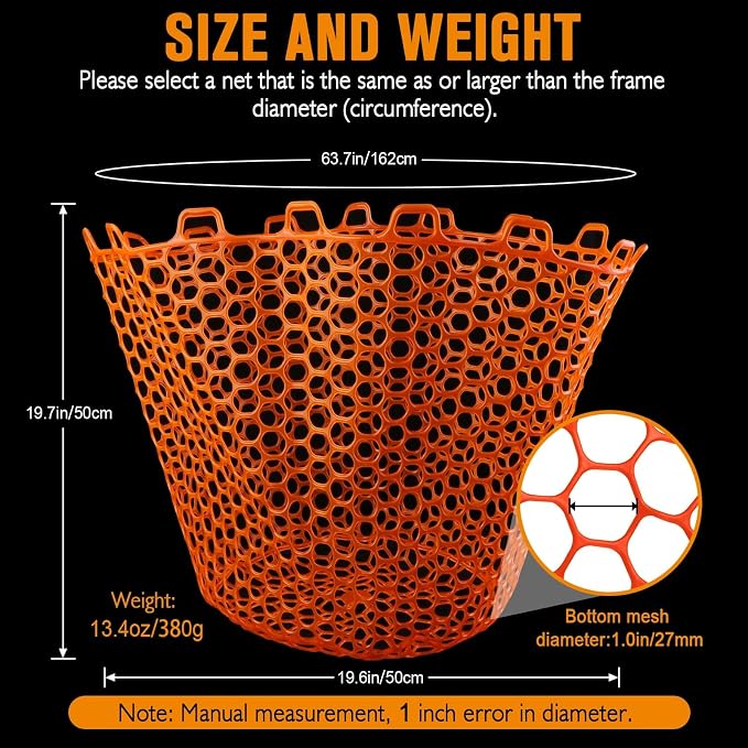 Dovesun Rubber Fishing Net Replacement Netting Without Handle Clear Black Fishing Nets for Fish Fly Fish Landing Net Bag for Freshwater Saltwater Foldable Trout Net Rubber Mesh 5 Sizes White Black Red