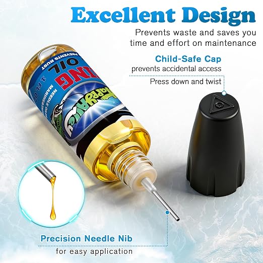 Fishing Reel Oil, 2 OZ Fishing Gear Oil Lubricant for Fish Care Reels, Boat Motors, Downriggers, Winches, Pulleys and Trailers (2 Pack)