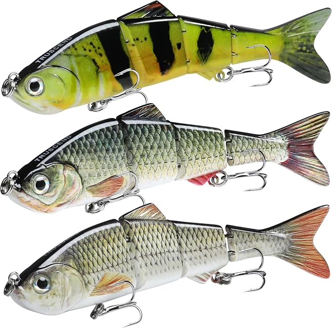 TRUSCEND Swimmax Easy Catch Fishing Lures with BKK Hooks, Wiggling, Vibrating, Rattling and Gurgling for More Bites, Heavy-Duty Dyneema Fiber Jointed Swimbaits for Bass, Trout, Crappie, Walleye, Pike