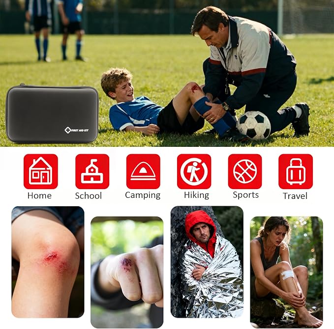 Small First Aid Kit Portable Compact Waterproof Mini Refill Supplies for Home Car Travel Camping Truck Hiking Sports Office & Outdoor Emergencies Black