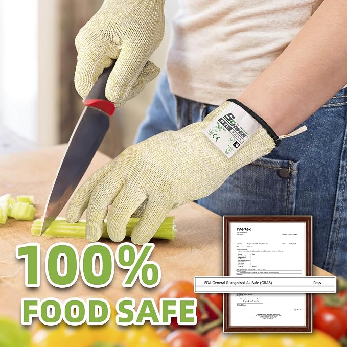 Schwer SlicePro ANSI A9 Cut Resistant Gloves, Food Grade Cutting Gloves for Kitchen Food Prep, Mandoline Gloves for Meat Cutting, Oyster Shucking, Fish Fillet Processing, PR1501, 2 Pairs, XL