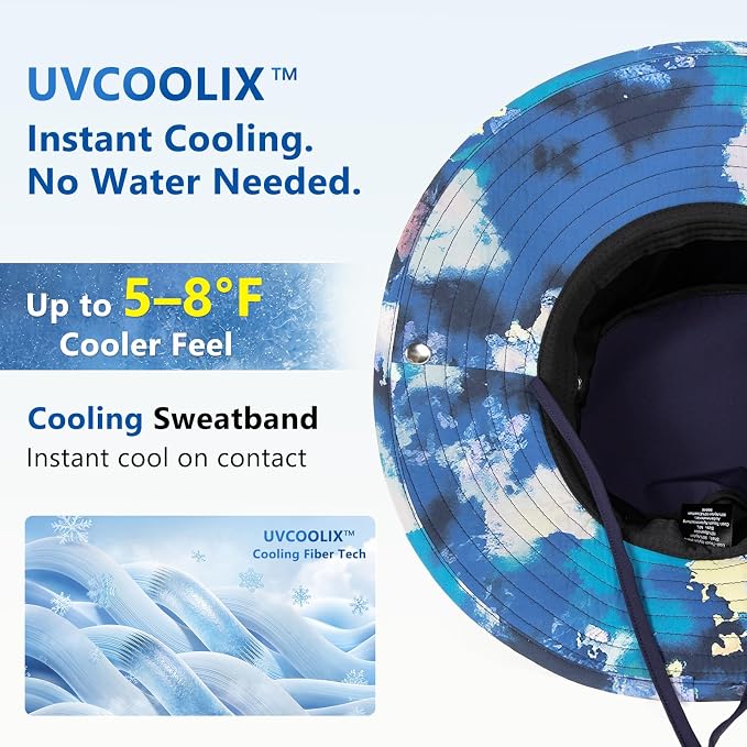 TOP-EX UVCoolix™ Cooling Sun Hat for Men Women UPF 50 Wide Brim Bucket Hat for Hiking, Fishing & Big Head - Cools Up 2 Hours