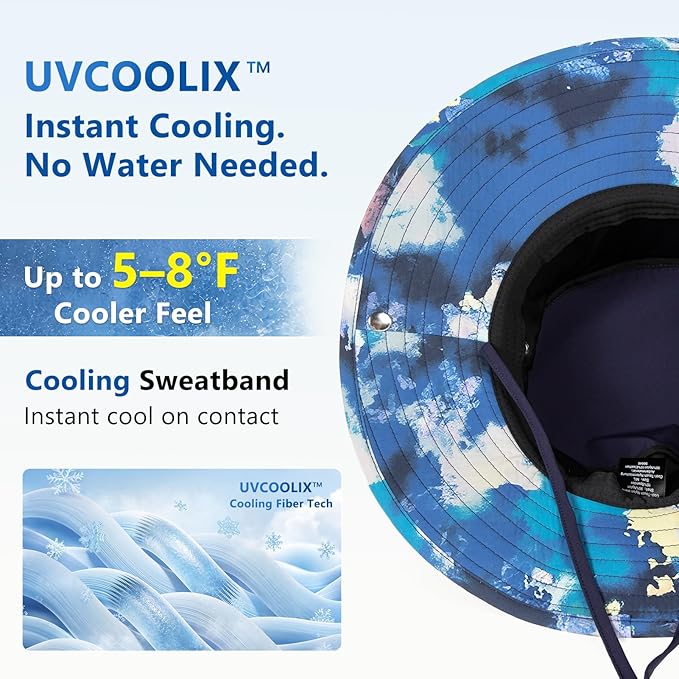 TOP-EX UVCoolix™ Cooling Sun Hat for Men Women UPF 50 Wide Brim Bucket Hat for Hiking, Fishing & Big Head - Cools Up 2 Hours