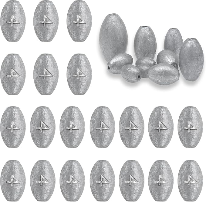 Egg Weights Fishing Sinkers Weights Assortment Lead Oval Shaped Drop Weights Sinker Tackle for Freshwater Saltwater Fishing Bass Casting