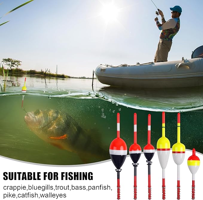 SILANON Wood Slip Bobbers Fishing Floats and Bobbers Spring Oval Stick Slip Floats for Crappie Catfish Trout Panfish Walleyes Fishing 5/10pcs