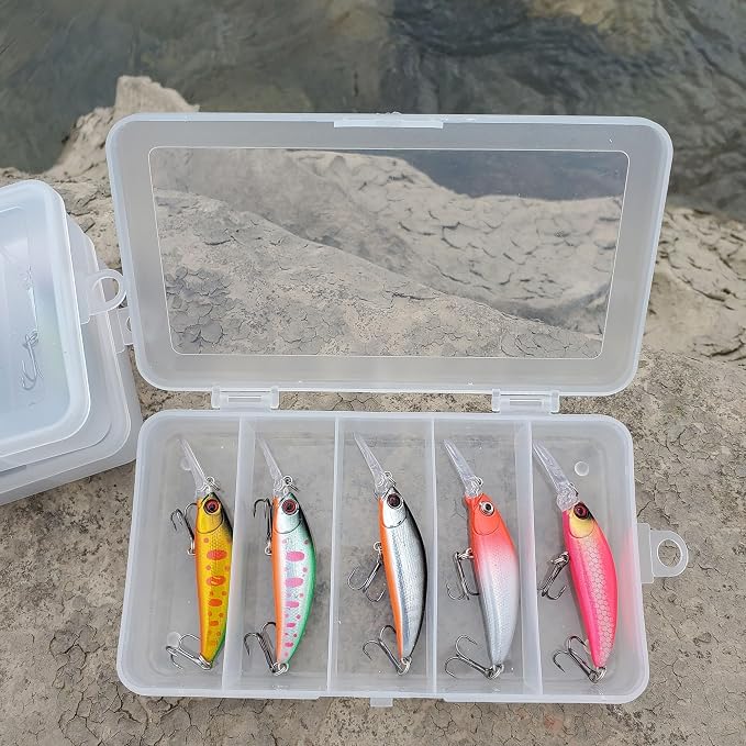 Minnow Fishing Lures crankbaits Set, 1/5oz Hard baits with Vibrant Colors for Trout, bass, Perch - Ideal for Stream and Lake Fishing， 5-Pack