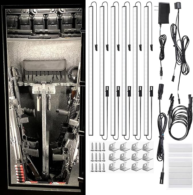 Door Activated Safe Light Kit, Multiple Packs 12 Inch 5000K Black Led Safe Lighting Kit with Power Adapter, Self-Adhesive - Ideal for Safes, Closets, and Pantries