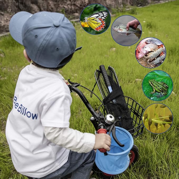 Fishing Net with Long Robust Telescopic Handle for Freshwater and Saltwater,Extend to 50.8 Inch,Foldable Nylon Mesh Landing Net