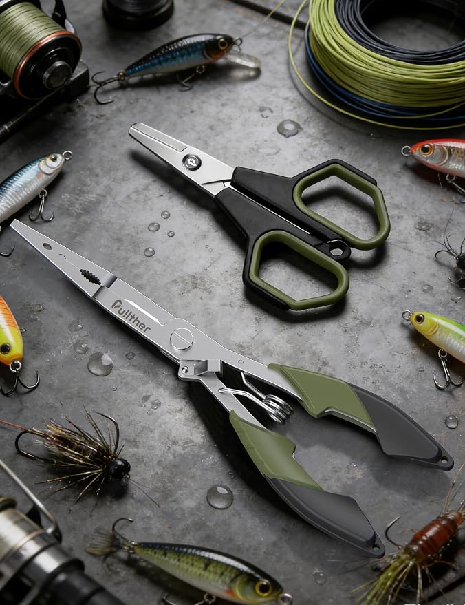Fishing Tools Kit, Fishing Pliers,Fishing Scissors, Fishing Line Cutter for Braided Fishing Line,Fishing Gear with Lanyard