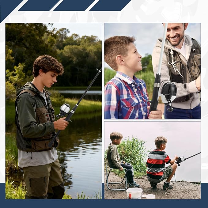 WIDDEN Kids Fishing Pole, Youth Fishing Rod and Reel Combo - Telescopic Portable Fishing Pole with Tackle Box Bag Starter Anglers Set, Fishing Gear Kit for Boys Girls Teens Age 5-18 and Beginners