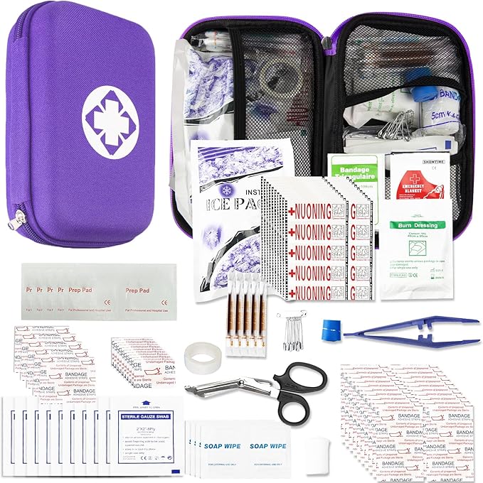 Small-Waterproof Car First-Aid Kit Emergency-Kit - Purple 273Piece Camping Equipment for Camping Hiking Home Travel YIDERBO