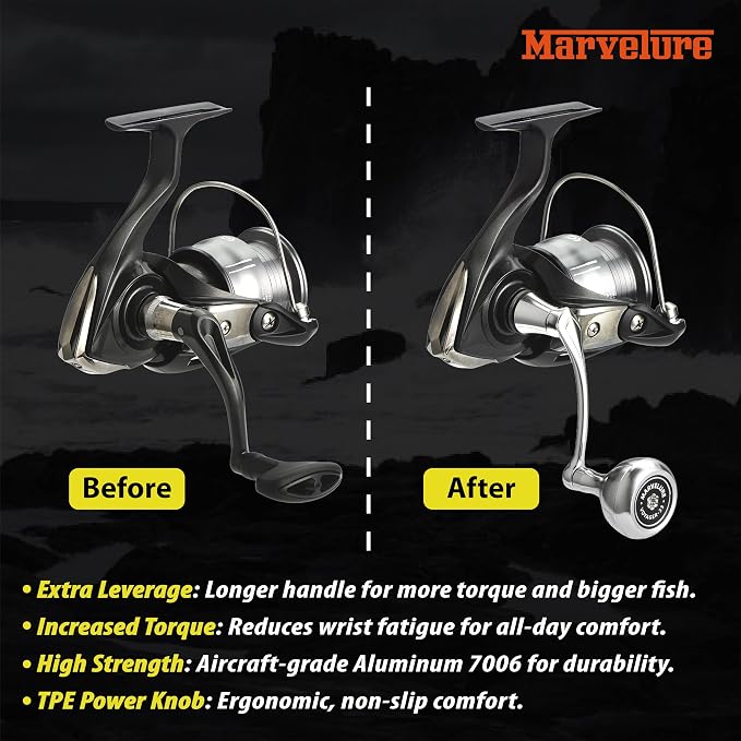 Locked-Type Power Handle (Hexagon Shaft) Compatible for Daiwa Revros LT Crossfire LT Legalis LT Regal LT Laguna LT Eliminator QR Spinning Reels