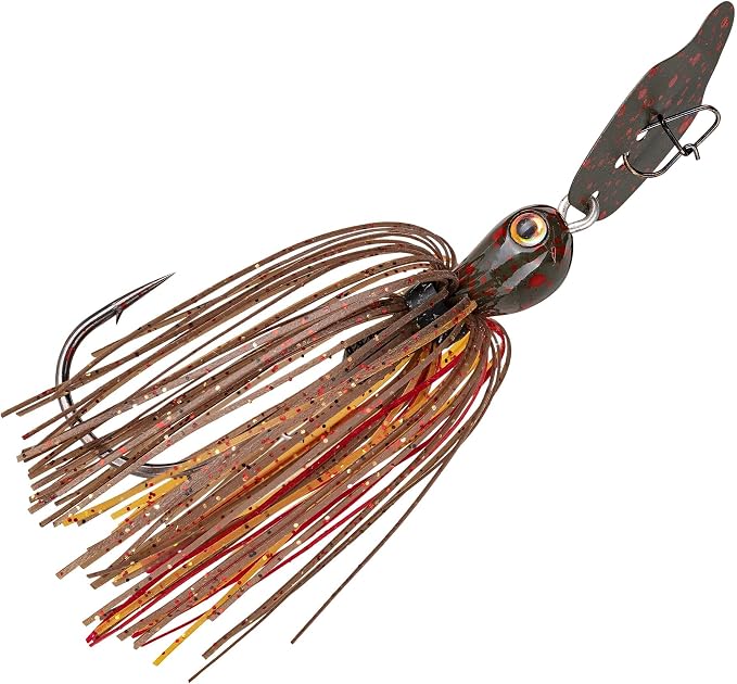 Strike King Thunder Cricket Fishing Lure, Vibrating Swim Jig, Silver Blade, 4/0 Jungle-Style Flipping Hook