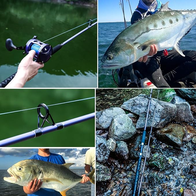 Sougayilang Spinning Rods, Strong Carbon&Glass Composite Fishing Pole with Stainless Steel Line Guides for Catfish- 7'0"