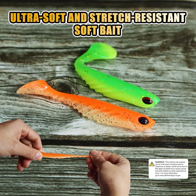 Fishing Soft Lures Paddle Tail Swim Baits Plastic Baits Crappie Walleye Trout Bass Fishing Baits for Jig Heads Saltwater/Freshwater 40PCS