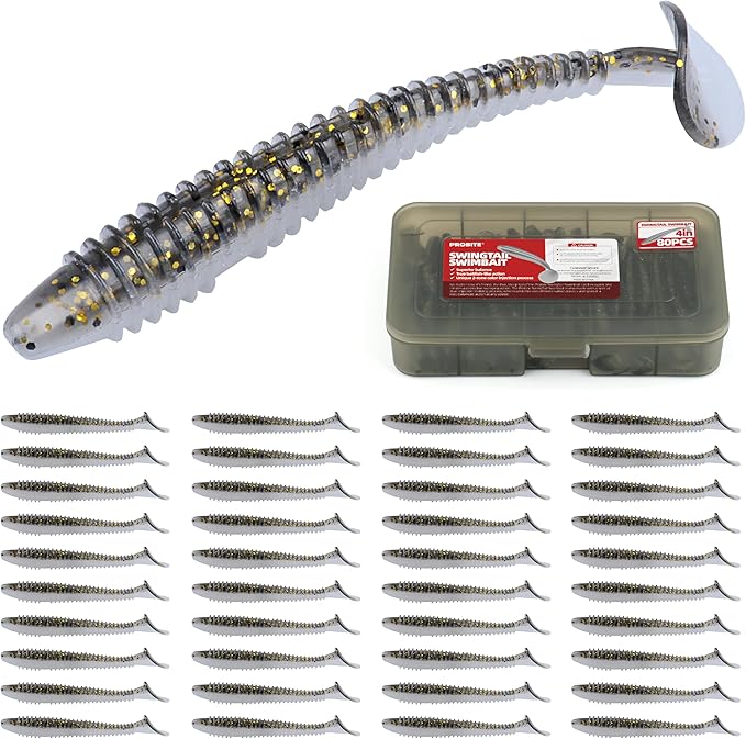 Paddle Tail Swimbaits 100/80/50PCS, 5/4/3/2 inch Soft Fishing Lures Bulk Pack – Durable Lifelike Action Lures for Bass, Trout, Crappie – Freshwater & Saltwater Fishing Gifts