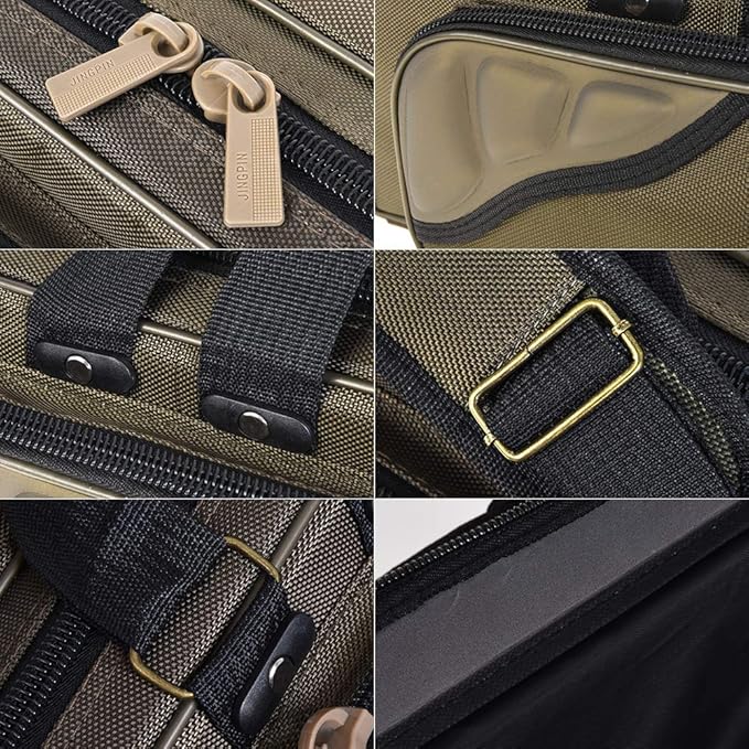 Lixada Fishing Rod Case Potable Canvas Fishing Pole Tools Reel Storage Bag Durable Fishing Gear Tackle Carry Cases 3 Layer, 90cm