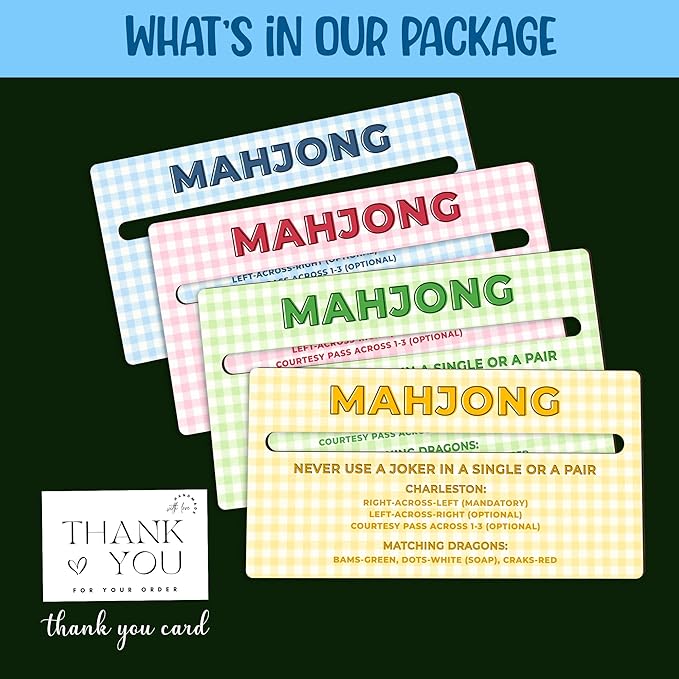 4 Pack Mahjong Line Reader with Rules, Wooden 2026 Mahjong Line Finder, Instructions for Beginners, Mah Jongg Accessories, Mah Jongg Gifts for Women