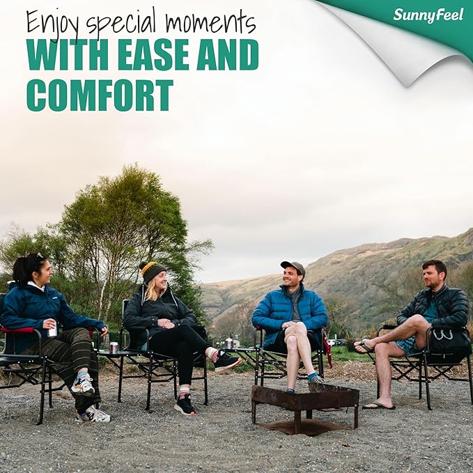 SUNNYFEEL Oversized Camping Directors Chair 2 Pack, Portable Folding Lawn Chairs for Adults Heavy Duty with Side Table,Pocket for Beach, Fishing,Picnic,Concert Outdoor, Foldable Camp Chairs