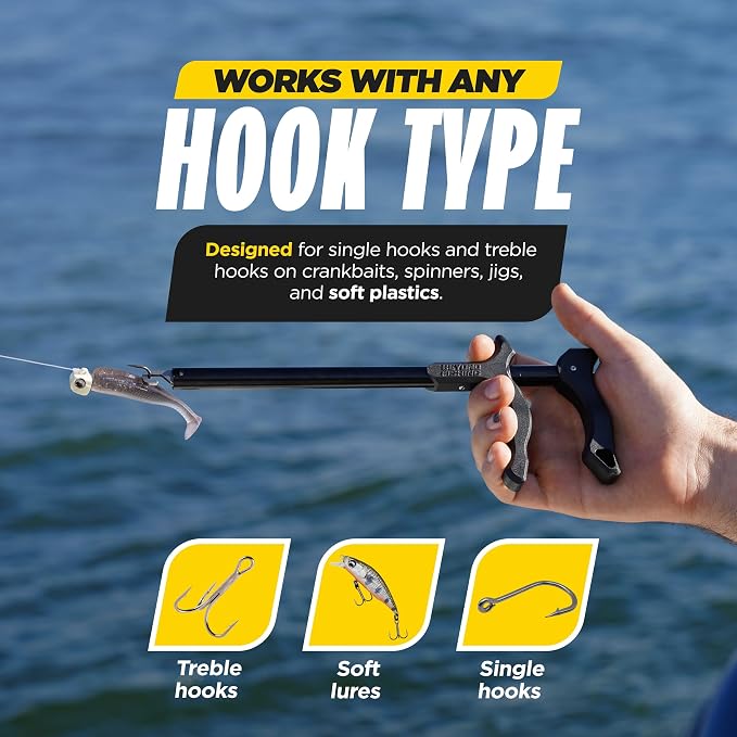 Beyond Fishing Hook Remover Tool - 10.5 Inch Long-Reach Fish Dehooker with T-Handle Grip, Corrosion-Resistant Hook Remover for Freshwater & Saltwater Fishing