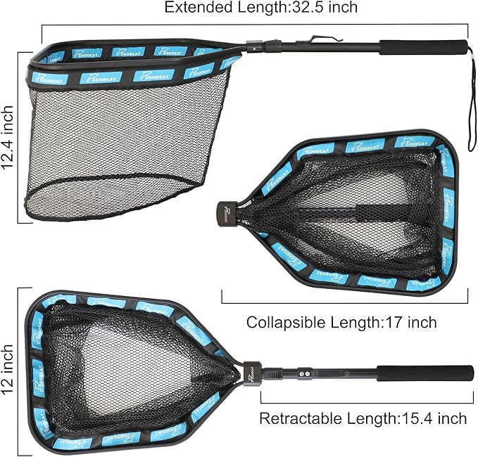 GOODCAT Floating Fishing Net with Magnetic Release, Foldable Landing Net for Kayak Boat Shore Fishing