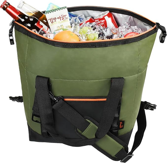 Tirrinia Insulated Soft Cooler Bag- 30 cans Leakproof Camping Ice Chest Box with Bottle Opener, Portable Cooler Box for Lunch, Picnic, Drink, Travel, Fishing