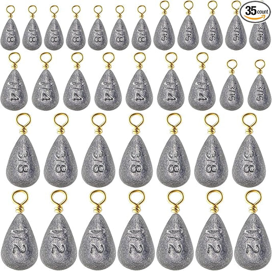 Bass Casting Swivel Bell Sinkers Fishing Weights Drop Shaped Fishing Sinkers Catfish Weights for Ocean Saltwater Surf Bass Casting Gear Tackle