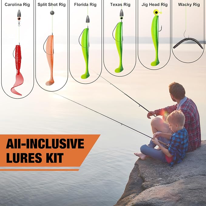 TRUSCEND Complete Fishing Lures - Tackle Box with Tackle Included - Crankbaits, Minnows, Frogs, Vibes, Poppers, Spinners, Spoons, Soft Baits, Hooks & Weights Accessories Kit for Bass Panfish Trout