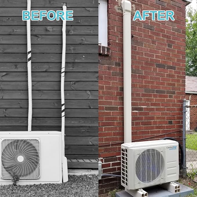 Mini Split Line Set Cover, 3” 13.5 Ft Decorative PVC Line Set Cover Kits for Ductless Mini Air Conditioners and Heat Pumps with Flexible Duct