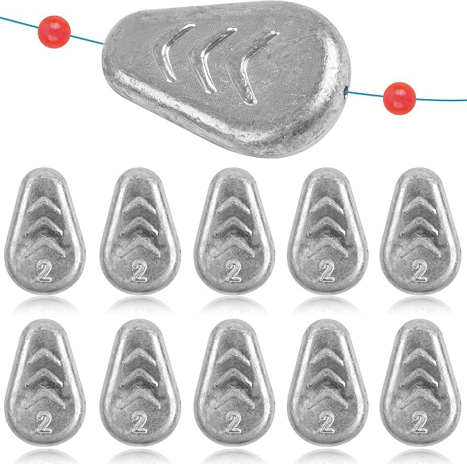 5/10 Pack No Roll Sinker Lead Fishing Weights Catfish Sinkers Coin Disc Weight Snagless Flat Inline Sinker for Catfishing Rig Bank River Surf Fishing Saltwater